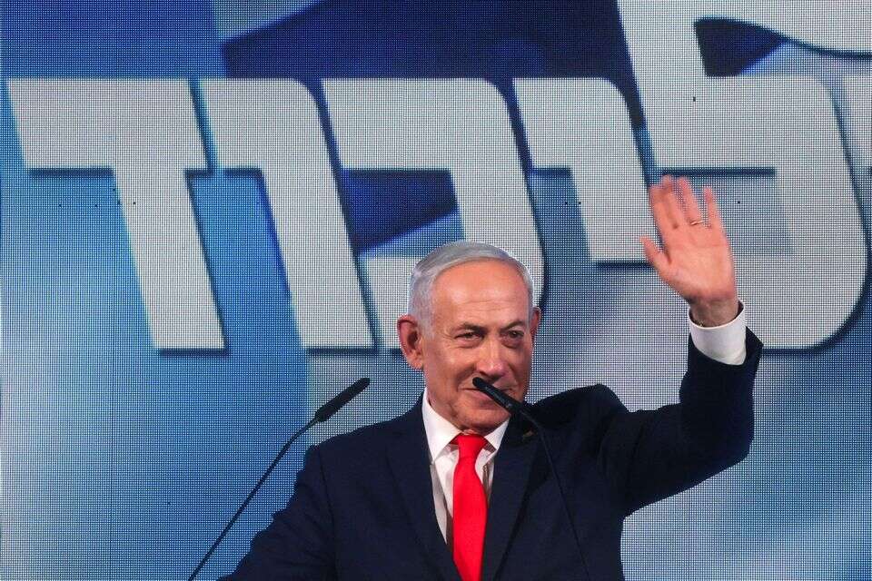 נתניהו בנאום ליל הבחירות במטה מפלגת הליכוד , רויטרס