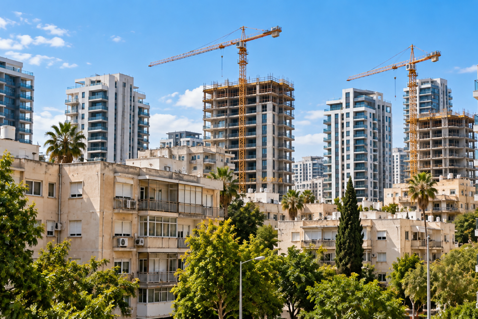 התחדשות עירונית בשטח: שכונה ותיקה משנה את פניה עם בנייה חדשה ומודרנית , אילוסטרציית AI